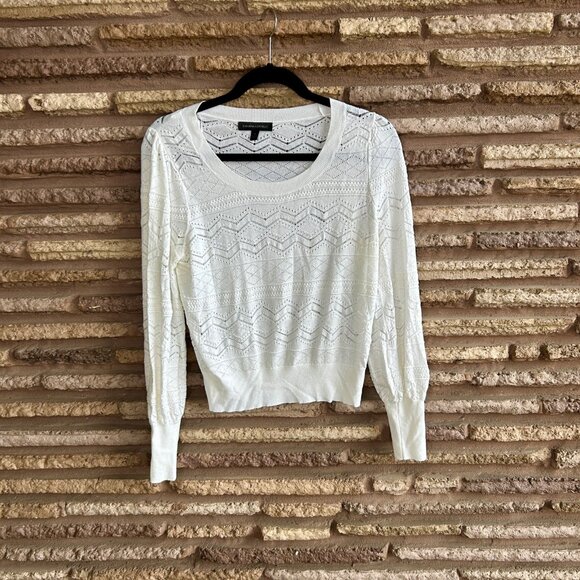 Banana Republic White Open Zigzag Weave Lightweight Sweater Size Small - Picture 5 of 5